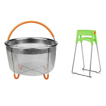 Juego de cestas vaporeras de acero inoxidable, accesorios Instant Pot compatibles con olla a presión