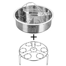 Juego de 3 accesorios de acero inoxidable para olla a presión: cesta de vapor, rejilla para cocinar