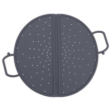 Foldable Steamer Basket with Handles,12 Inches, Gray Silicone, Double-Sided Design for Wok and Pan