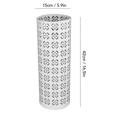 Umbrella Holder Round Rust Proof Stylish Hollow Copper Pattern Metal Umbrella Holder Bin for Home Entryway White 42x15x15cm / 16.5x5.9x5.9in