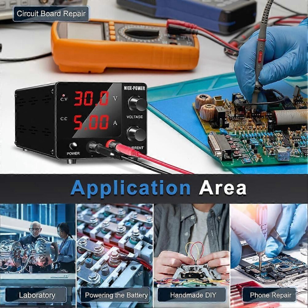 Nice-Power Dc Power Supply Variable, 30V 5A Adjustable Switching Regulated Power Supply With Encoder, Led Display Eu Plug 9409192871008