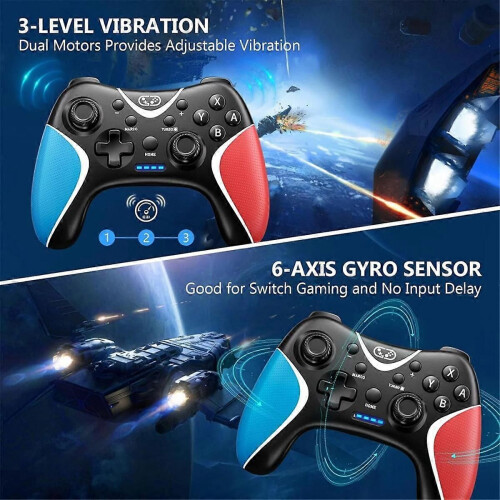 Wireless Game Controller with Programmable/Vibration/Turbo Compatibility for /Lite/OLED/ PC Blue 2