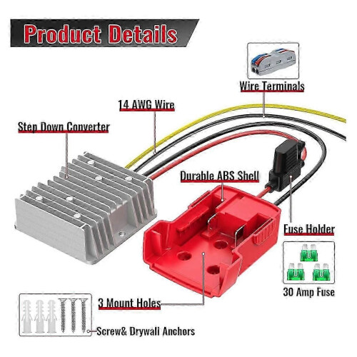 2 τεμάχια μετατροπέα Milwaukee M18 σε 12V Step Down, τροφοδοτικό 18V σε 12 2