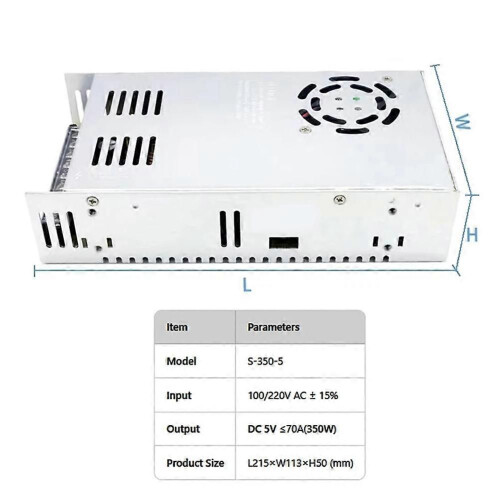 Τροφοδοτικό 5V 70A 350W AC/DC με λειτουργία διακόπτη, συμβατό με 2