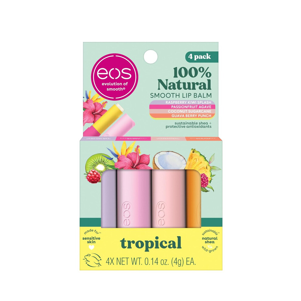 Eos 100% Natural Lip Balms- 0.14 Oz, 4-Pack