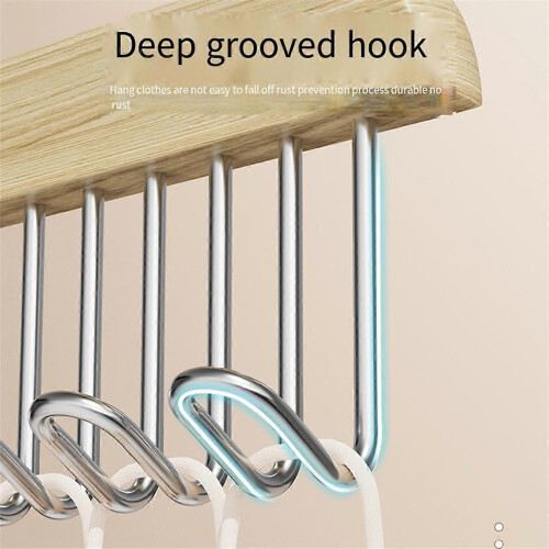 Hook Hanger Solid Wood Bagou Hanging Storage Rack for Household 2