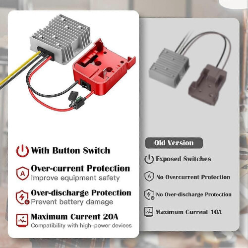 Μετατροπέας Step Down 18v σε 12v, για προσαρμογέα μπαταρίας Milwauk 1