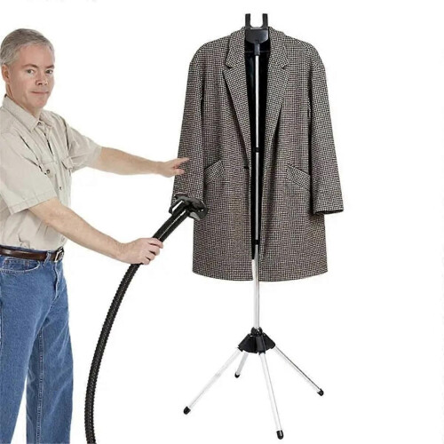 Display Stand Clothes Hanger Foldable Tripod Steamer Rack Black 1