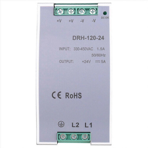 DRH-120-24 Τροφοδοτικό Εναλλαγής 380AC 120W Μονής Έξοδος 24V 2