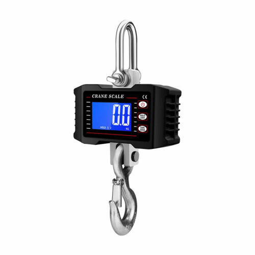 2000kg Digital Crane Scale - Heavy Duty Hanging Scale with LCD Display, Battery Powered Black