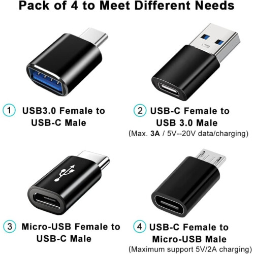 Set di 4 adattatori USB-C: adattatori USB 3.0 e Micro USB per maggiore compatibilità 2