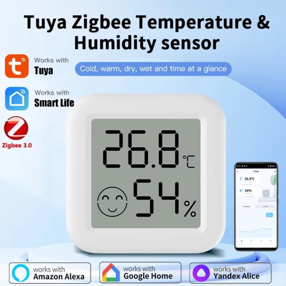 Zigbee 3.0 Temperature Humidity Sensor APP Remote Control Thermometer via Smart Life For Smart Home Work With Yandex Alexa