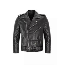 (XS) Giacca da motociclista da uomo in pelle nera