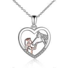 (1 pcs necklace) Set di gioielli da donna con cavallo: collana, bracciale e orecchini in argento sterling.