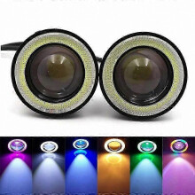 (RGB, 3.0 inch) 2 Stück universelle COB-LED-Nebelscheinwerfer 12V 3.0 Angel Eyes Tagfahrlichtlampen 64/76/89mm mehrfarbig