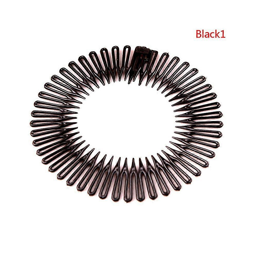 Black (, 1) Women's Plastic Full Circle Stretch Diamond Flexible Comb Teeth Headband