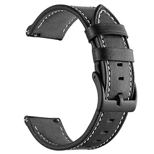 (Black) Garmin Forerunner 265/255 22mm Genuine Leather Watch Strap
