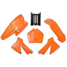 (Orange) Kit de garde-boue de carrosserie en plastique tricolore pour moto tout-terrain KTM SX 50cc (2003-2008).