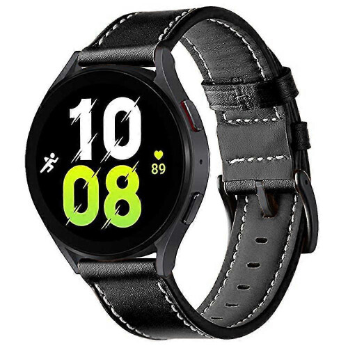 (Black) Garmin Forerunner 265/255 22mm Genuine Leather Watch Strap 1
