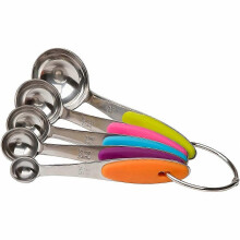 (5 Piece Measuring Spoon Set) Set di 5/8/10/13 pezzi di misurini e cucchiai dosatori in acciaio inox con manico in silicone