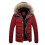 (Red, M) Men's Thick Fur Hood Winter Puffer Jacket 1