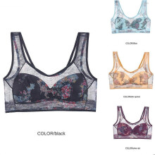 (black bra, M) Ice Silk Lace Cooling Comfort Bra & Panty Set