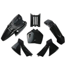 (Black) Kit de garde-boue de carrosserie en plastique tricolore pour moto tout-terrain KTM SX 50cc (2003-2008).