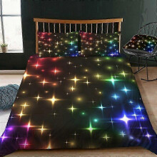 (2, 200take200cm 3pcs) Night Sky Kids Duvet Cover Set Dark Blue Bedding