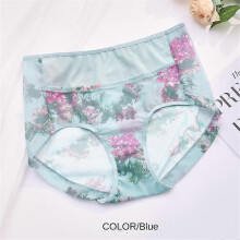 (blue pants, XXL) Ice Silk Lace Cooling Comfort Bra & Panty Set