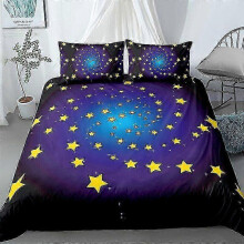 (3, 240take210cm 3pcs) Night Sky Kids Duvet Cover Set Dark Blue Bedding