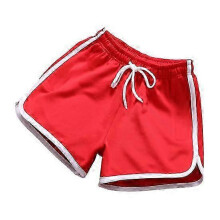 (red, L) Herrenshorts 2025, elastischer Bund, einfarbig, Sporthose, locker, lässig, Strandhose