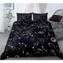 (1, 200take200cm 3pcs) Night Sky Kids Duvet Cover Set Dark Blue Bedding