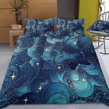 (9, 200take230cm 3pcs) Night Sky Kids Duvet Cover Set Dark Blue Bedding