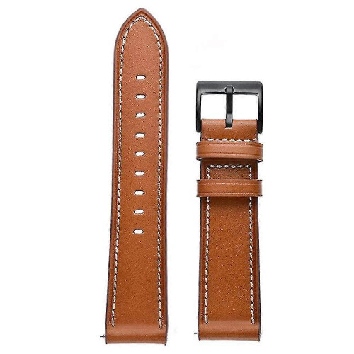 (Brown) Garmin Forerunner 265/255 22mm Genuine Leather Watch Strap 2