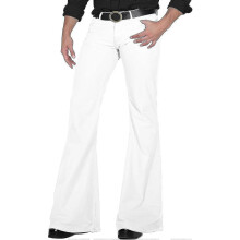 (XX-Large, A010-white) 70s Disco Bell Bottom Jeans for Men, Vintage Denim Pants