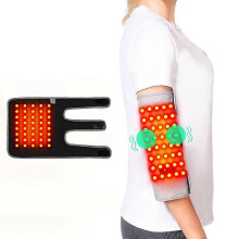 (US-Plug, 12V-Heating) Red Light Therapy Elbow Heating Pad with Vibration Massage, Infrared Wrap for Tennis Elbow, Arthritis & Muscle Pain Relief