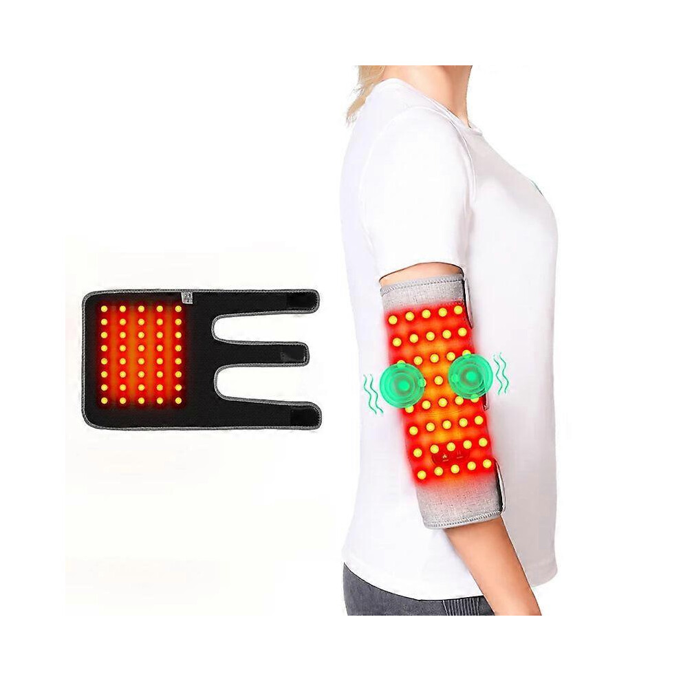 Red/Light (Us-Plug, 12V-Massage) Therapy Elbow Heating Pad With Vibration Massage, Infra Wrap For Tennis Elbow, Arthritis & Muscle Pain Relief