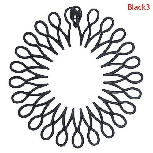 (Black, 3) Women's Plastic Full Circle Stretch Diamond Flexible Comb Teeth Headband