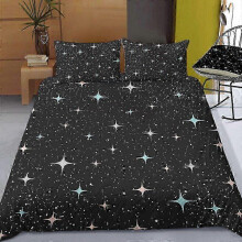 (12, 264take228cm 3pcs) Night Sky Kids Duvet Cover Set Dark Blue Bedding