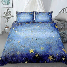 (15, 228take228cm 3pcs) Night Sky Kids Duvet Cover Set Dark Blue Bedding