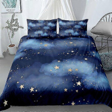 (5, 200take230cm 3pcs) Night Sky Kids Duvet Cover Set Dark Blue Bedding