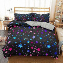 (7, 264take228cm 3pcs) Night Sky Kids Duvet Cover Set Dark Blue Bedding