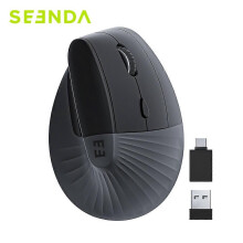 (black) Seenda Lift Vertical Wireless Mouse, USB-C Rechargeable, Ergonomic for Laptop, PC, MacBook, Windows, Android