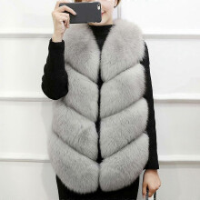 (2XL, Grey) Gilet da donna senza maniche in pelliccia sintetica Jb5-2