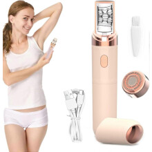 (Pink) 2-in-1 USB Rechargeable Facial Epilator with LED Light for Eyebrow, Lip, Bikini & Arm Hair Removal