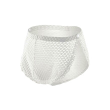 (white, M(26-28inch)) Men's Sheer Fishnet Boxer Shorts Mesh Underwear See Through Hollow