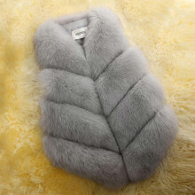 (L, Grey) Gilet da donna senza maniche in pelliccia sintetica Jb5-2