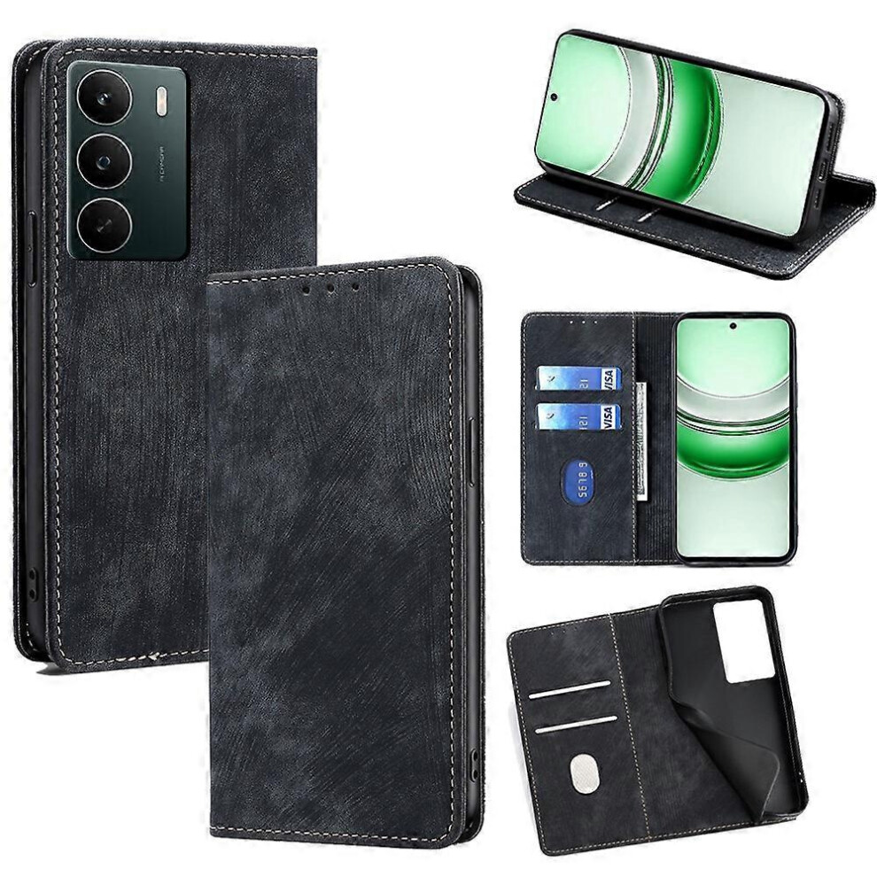 (Black) Realme C71 4G Leather Case With Rfid Wallet & Stand Black 5996097211731
