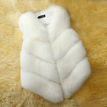 (2XL, White) Gilet da donna senza maniche in pelliccia sintetica Jb5-2