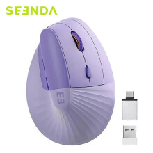 (PURPLE) Seenda Lift Vertical Wireless Mouse, USB-C Rechargeable, Ergonomic for Laptop, PC, MacBook, Windows, Android